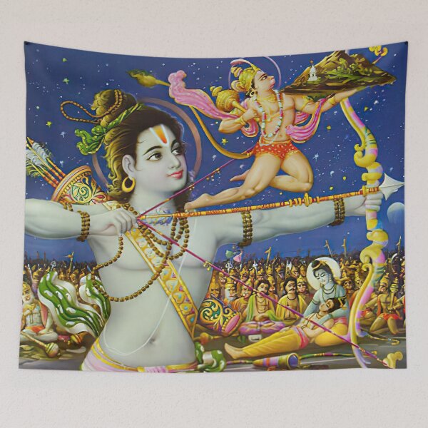 Item preview, Rare Vintage Illustrated Psychedelic Poster From Nepal - EDEN HASHISH CENTRE (Lord Rama & Hanuman) designed and sold by VISIBLECREATION.