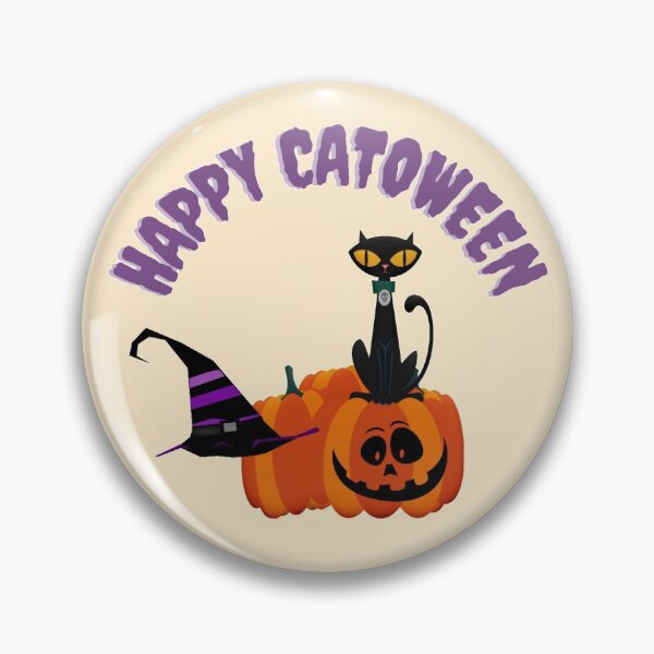 Item preview, Happy Catoween Cute Halloween design with Pumpkin Black Cat and witch hat  designed and sold by Simi2020.