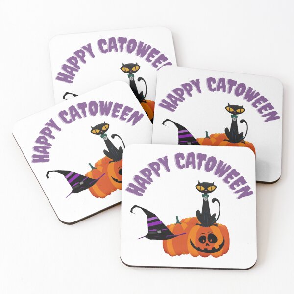 Item preview, Happy Catoween Cute Halloween design with Pumpkin Black Cat and witch hat  designed and sold by Simi2020.