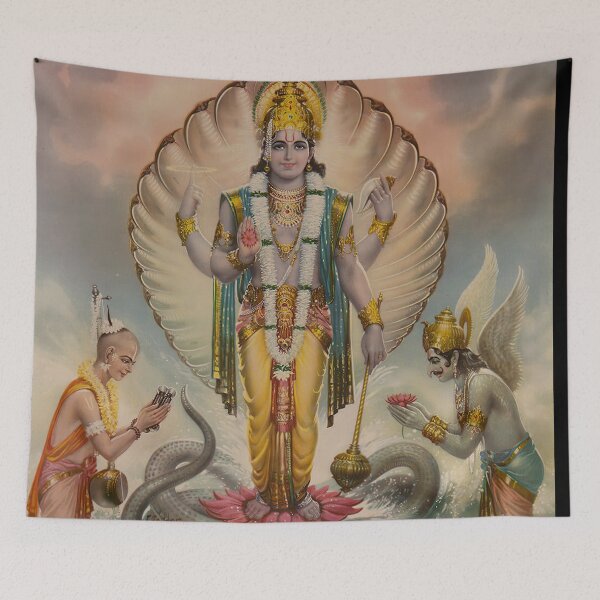 Item preview, Rare Vintage Illustrated Psychedelic Poster From Nepal - EDEN HASHISH CENTRE (Lord Vishnu) designed and sold by VISIBLECREATION.