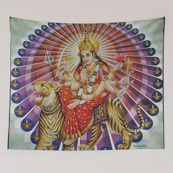 Item preview, Rare Vintage Illustrated Psychedelic Poster From Nepal - EDEN HASHISH CENTRE (Goddess Vaishnavi) designed and sold by VISIBLECREATION.