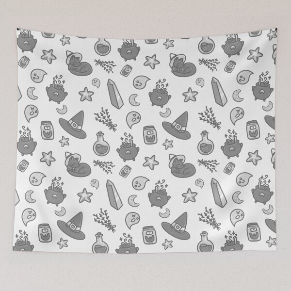 Item preview, Grey Cute Witches Pattern designed and sold by TaroTaroStudio.
