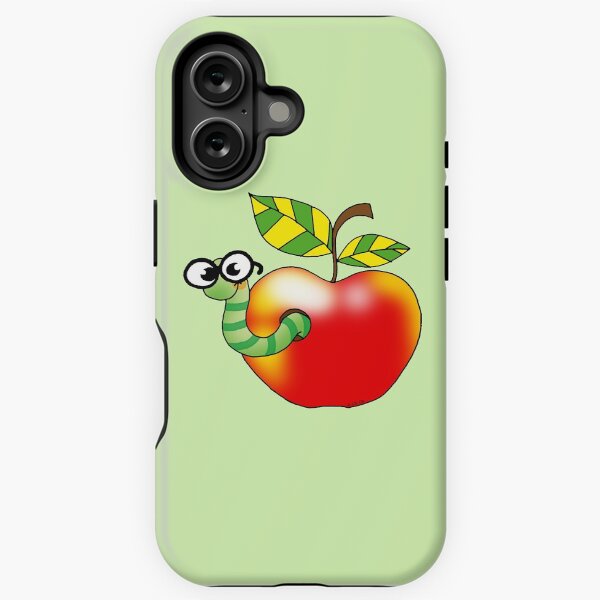 Aperçu de l'œuvre Bookworm intelligent avec pomme rouge créée et vendue par CuteCartoon.