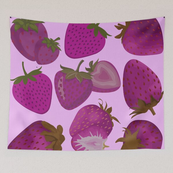 Item preview, strawberry hand drawn pink color pattern designed and sold by Special-Ninja.