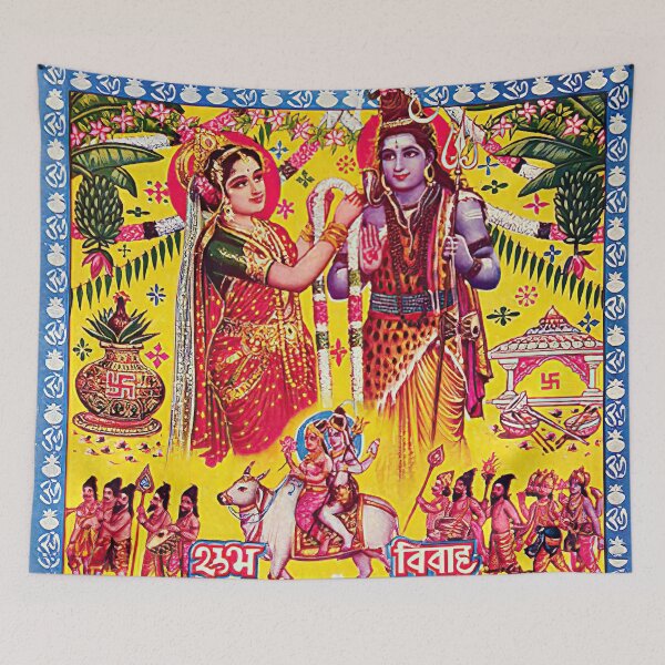 Item preview, Rare Vintage Illustrated Psychedelic Poster From Nepal - EDEN HASHISH CENTRE (Lord Shiva & Parvati) designed and sold by VISIBLECREATION.