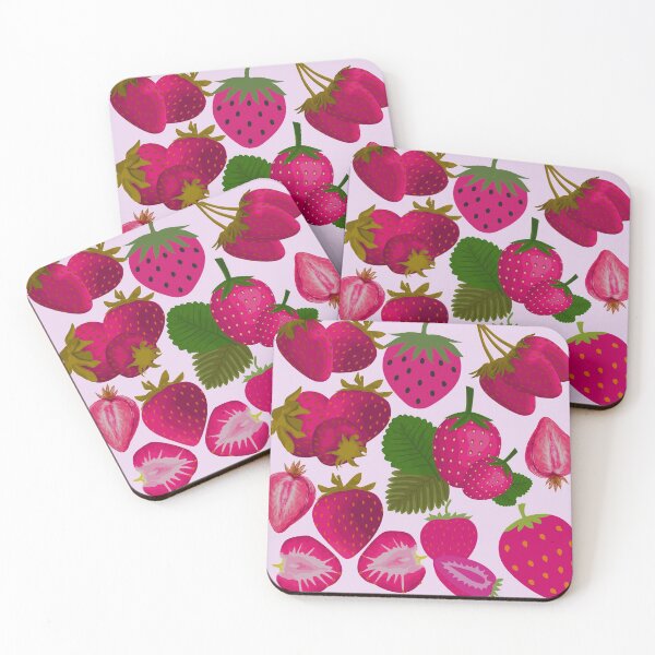 Item preview, strawberry hand drawn pink color pattern designed and sold by Special-Ninja.