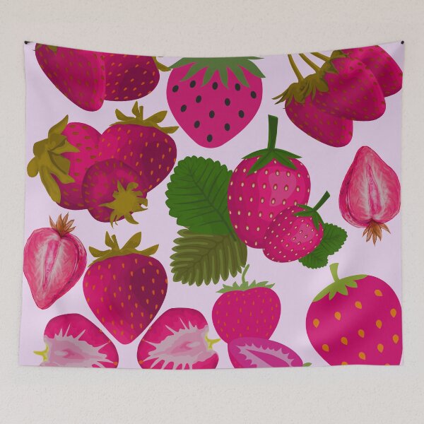 Item preview, strawberry hand drawn pink color pattern designed and sold by Special-Ninja.