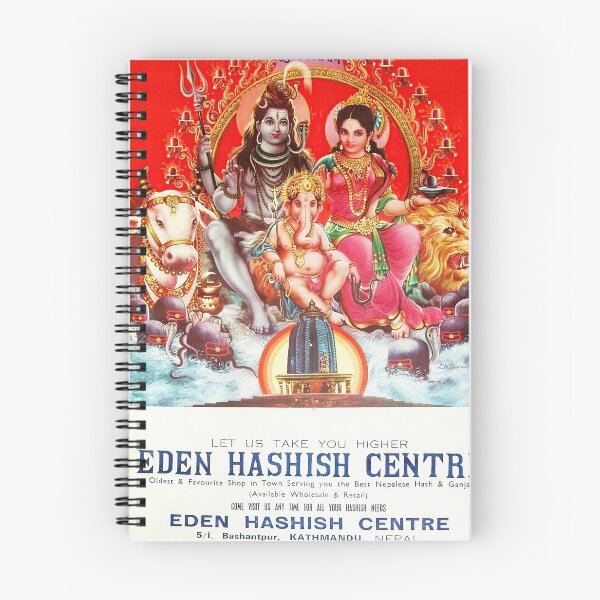 Item preview, Rare Vintage Illustrated Psychedelic Poster From Nepal - EDEN HASHISH CENTRE (Lord Shiva, Parvati & Lord Ganesha) designed and sold by VISIBLECREATION.