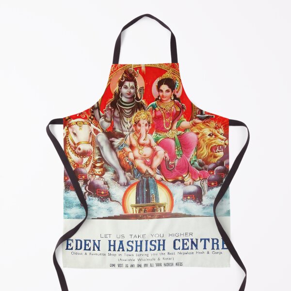 Item preview, Rare Vintage Illustrated Psychedelic Poster From Nepal - EDEN HASHISH CENTRE (Lord Shiva, Parvati & Lord Ganesha) designed and sold by VISIBLECREATION.