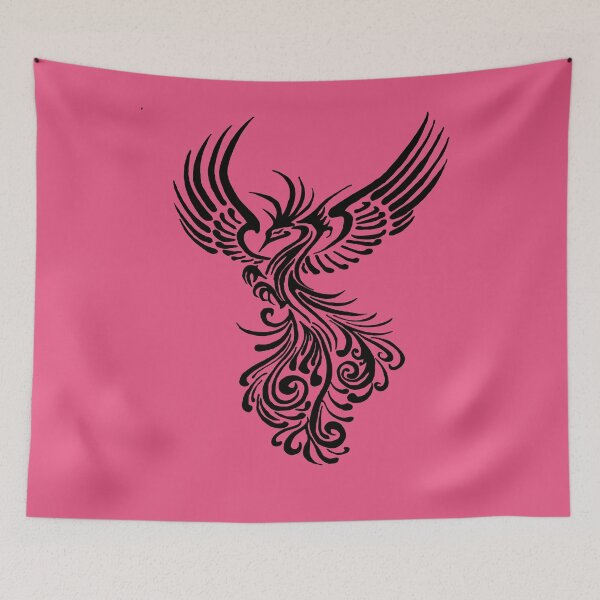 Item preview, Mythical Phoenix Creature In Flight Artistic Illustration Black designed and sold by taiche.