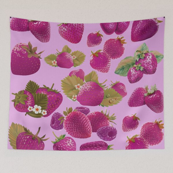 Item preview, strawberry hand drawn pink color pattern designed and sold by Special-Ninja.