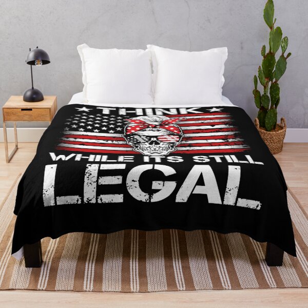 Item preview, Think While It's Still Legal - Messy Bun Skull American Flag designed and sold by ThomsonRiot.