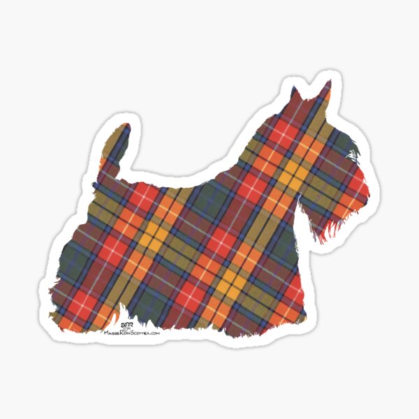 Scottish Terrier Silhouette Buchanan Tartan Sticker