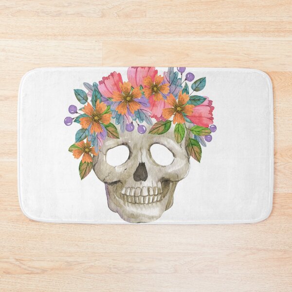 Item preview, Watercolor skull with floral  designed and sold by MZeka.