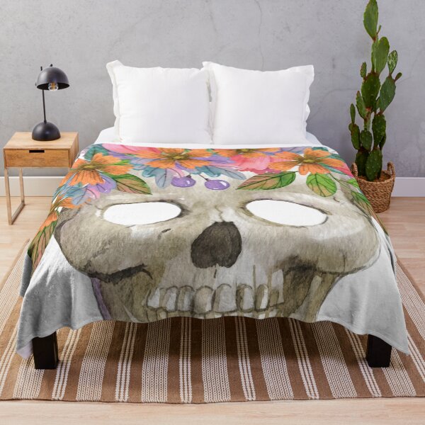 Item preview, Watercolor skull with floral  designed and sold by MZeka.