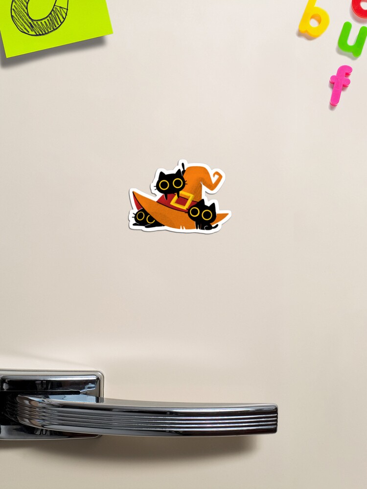 Thumbnail 1 of 3, Magnet, Cats in a witch Hat designed and sold by TaylorRoss1.