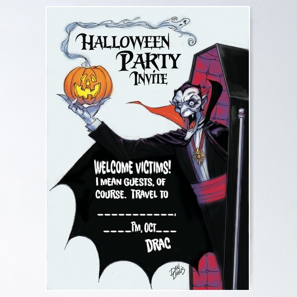Dracula Halloween invitation by Dan Lawlis Poster