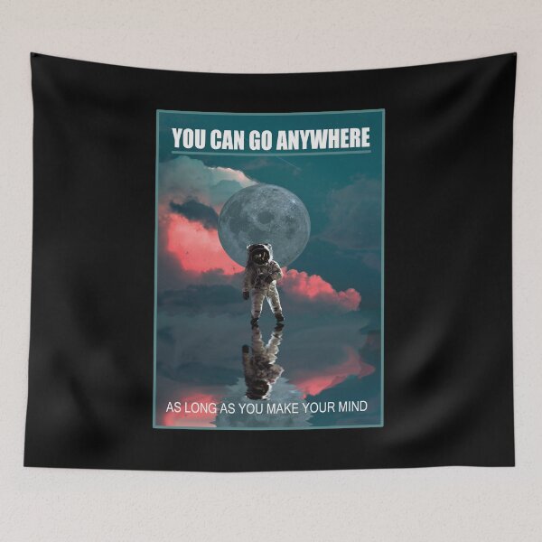 Item preview, Aesthetic Moon Astronaut Clouds Art | You Can Go Anywhere designed and sold by JooArtPrints  ★★★★★.