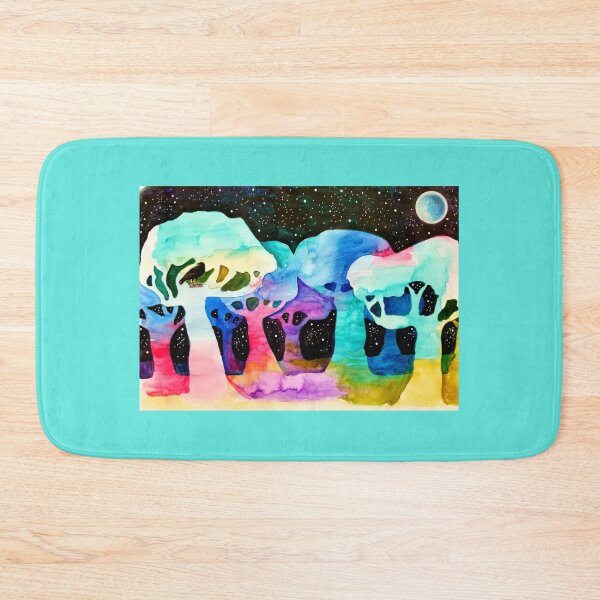 Item preview, "The bright night of the soul" original watercolor depicting brightly colored trees on a night sky background - CoolCleverCute design designed and sold by CoolCleverCute.