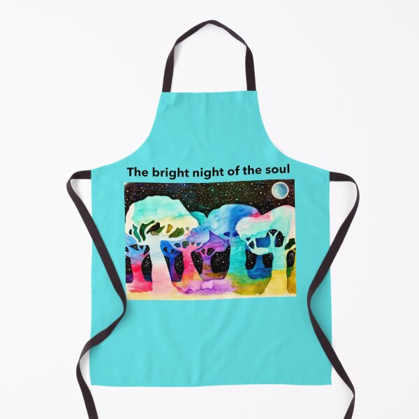 Item preview, "The bright night of the soul" original watercolor depicting brightly colored trees on a night sky background - CoolCleverCute design designed and sold by CoolCleverCute.
