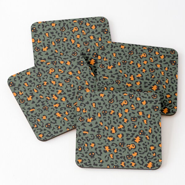 Item preview, Green Halloween Leopard Pattern with Skulls and Pumpkins designed and sold by mrhighsky.