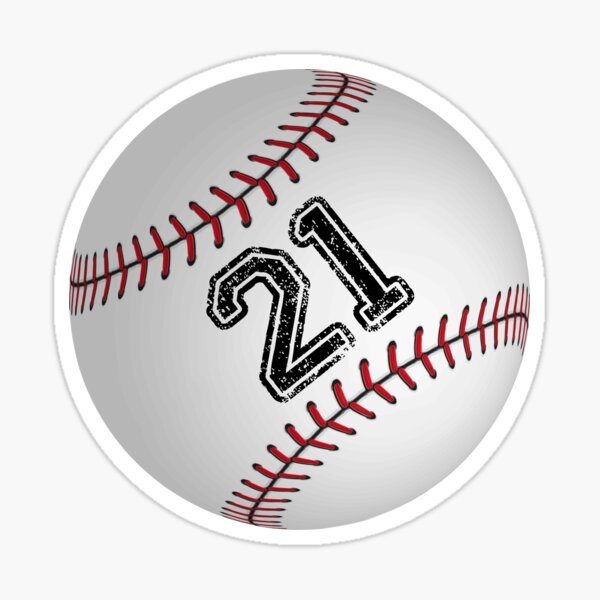 Baseball ball number 21, twenty one  Sticker for Sale by TheCultStuff