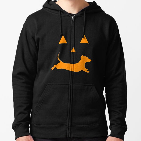 Halloween Pumpkin Dachshund Jack o lantern Zipped Hoodie