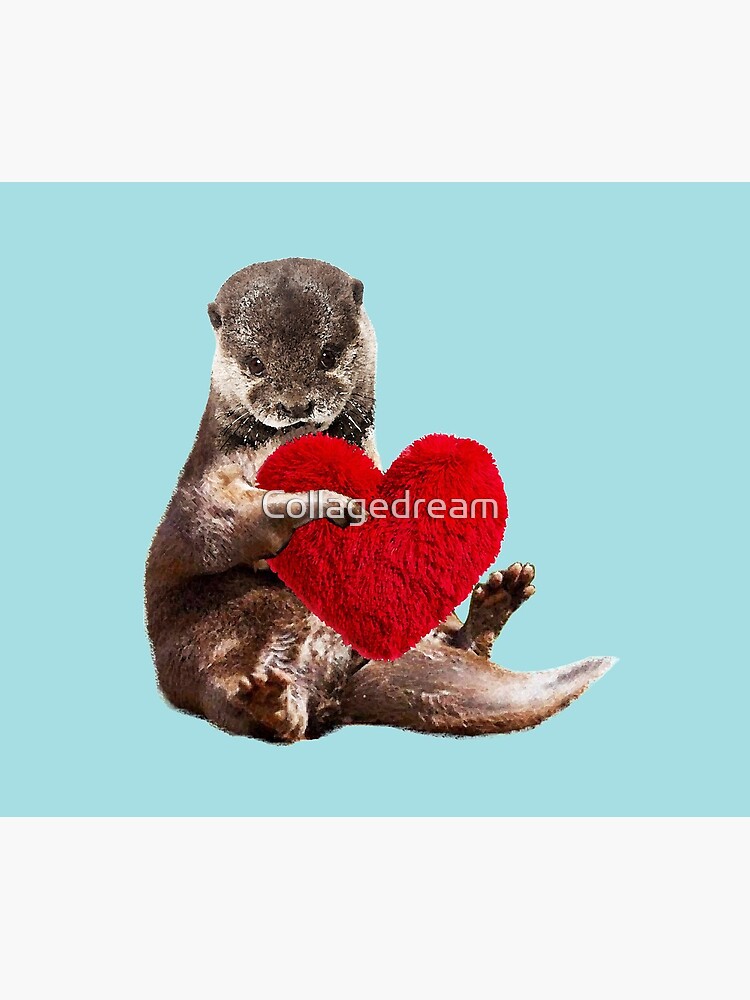 Otter and love, sweet red heart Leggings for Sale by Collagedream