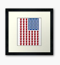 Beer Pong Drinking Game American Flag Framed Print