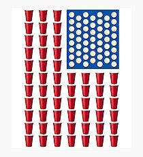 Beer Pong Drinking Game American Flag Photographic Print