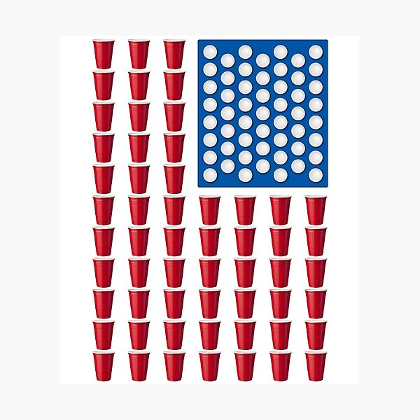 Beer Pong Drinking Game American Flag Photographic Print