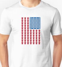Beer Pong Drinking Game American Flag Unisex T-Shirt