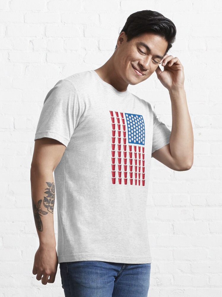 Alternate view of Beer Pong Drinking Game American Flag Essential T-Shirt
