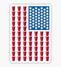 Pegatina Beer Pong Drinking Game Bandera estadounidense