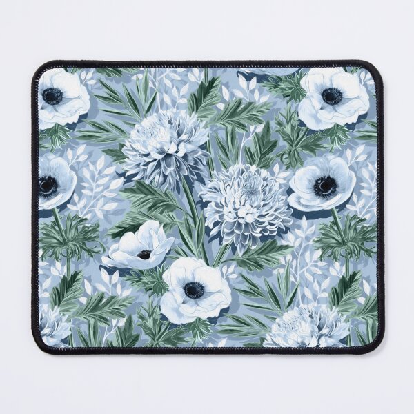 Item preview, Anemones and 'Mums in Green, Blue and White designed and sold by micklyn.