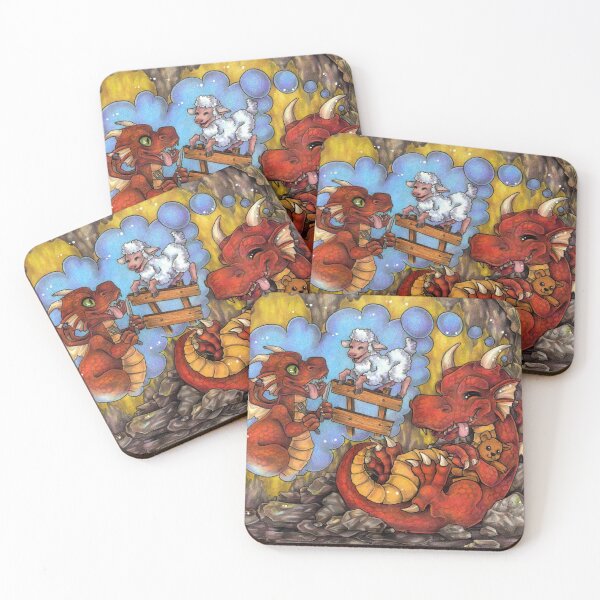 Item preview, Funny sleeping dragon counting sheep designed and sold by ZadzeneaArt.