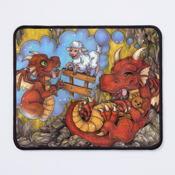 Item preview, Funny sleeping dragon counting sheep designed and sold by ZadzeneaArt.