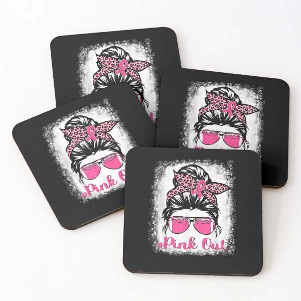 Item preview, Bleached Pink Out Football Mom Messy Bun Pink Breast Cancer designed and sold by RyanKramer.
