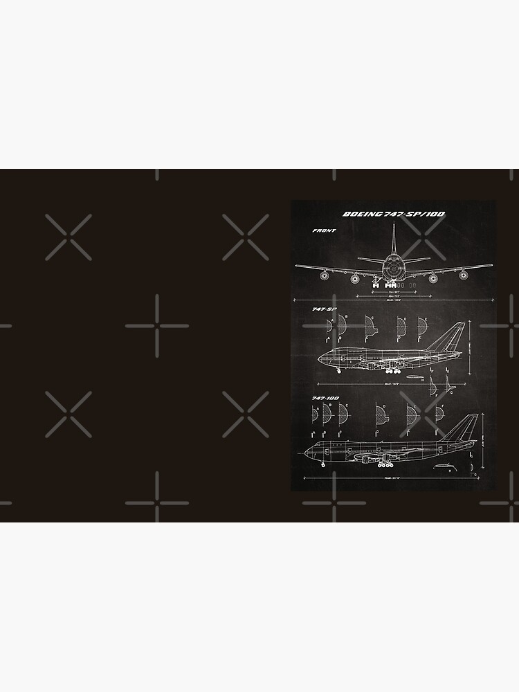 Boeing 747 Family Blueprint in High Resolution (dark blue) Wrapping Paper  by Ryan S. Horowitz