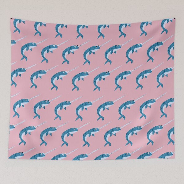 Item preview, Cartoon blue narwhal pattern designed and sold by Frauhellen.
