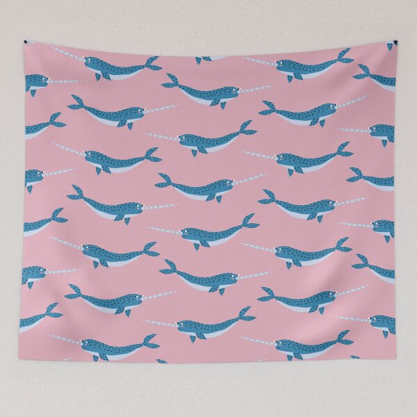 Item preview, Funny blue narwhals pattern designed and sold by Frauhellen.