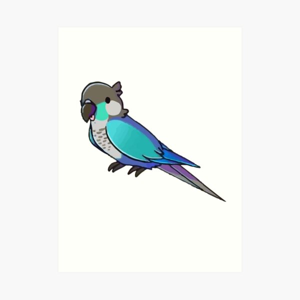 Jaiden animations green cute bird on a leaf, parrot watching you funny |  Photographic Print