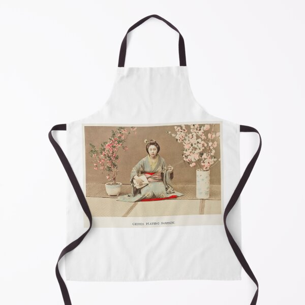 Item preview, Geisha playing the Samisen - Traditional Japanese kimono vintage photography designed and sold by FrostMintStudio.