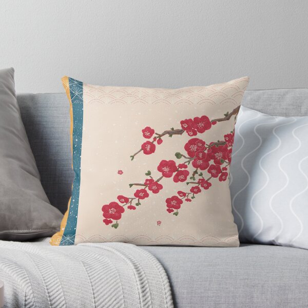Flowing down red petals | Calming Zen Art Throw Pillow