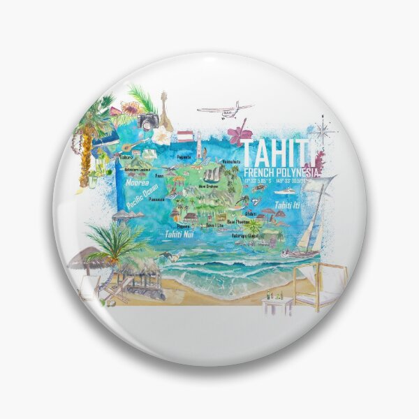Item preview, Tahiti Illustrated Travel Map with Roads and Highlights designed and sold by artshop77.