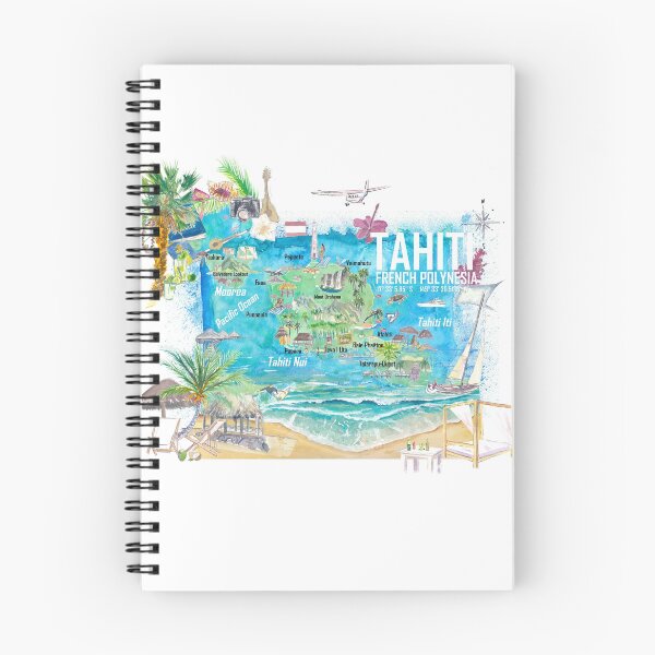 Item preview, Tahiti Illustrated Travel Map with Roads and Highlights designed and sold by artshop77.