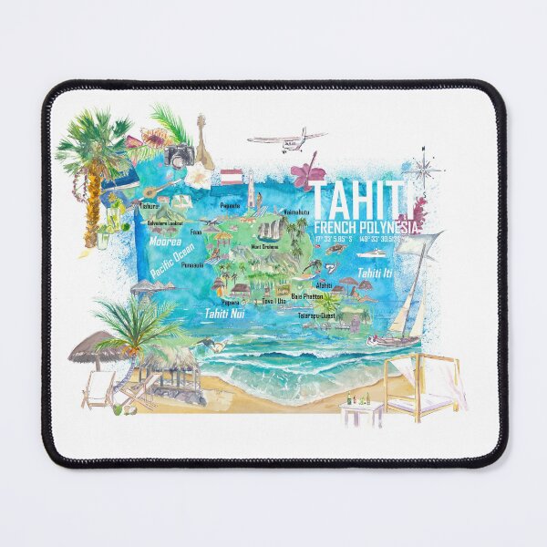 Item preview, Tahiti Illustrated Travel Map with Roads and Highlights designed and sold by artshop77.
