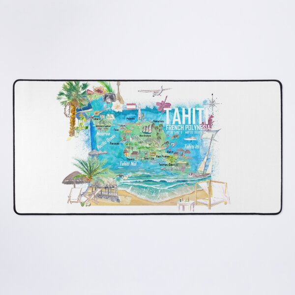 Item preview, Tahiti Illustrated Travel Map with Roads and Highlights designed and sold by artshop77.