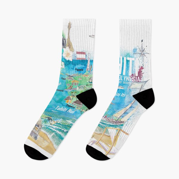 Item preview, Tahiti Illustrated Travel Map with Roads and Highlights designed and sold by artshop77.