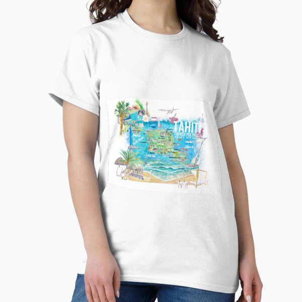 Item preview, Tahiti Illustrated Travel Map with Roads and Highlights designed and sold by artshop77.